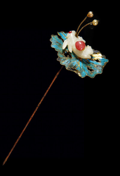 清 银镀金东升纹簪