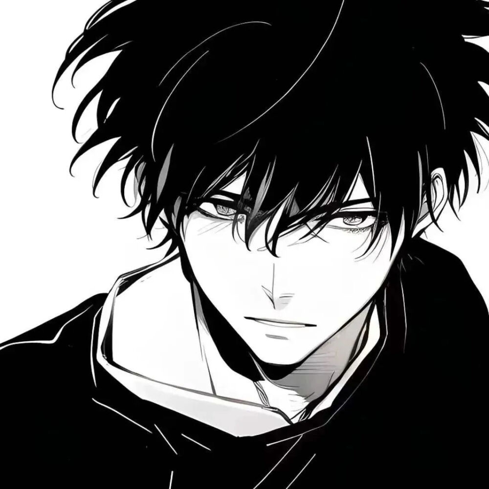 动漫黑白男生头像