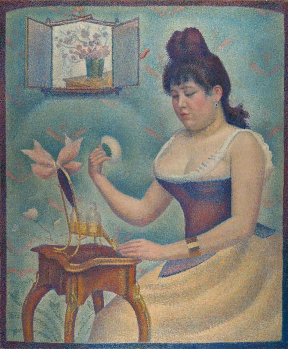 扑粉的年轻女子
乔治·修拉
1889 - 1890，布面油画
94.2cm x 79.5cm
英国伦敦，考陶尔德艺术学院画廊
