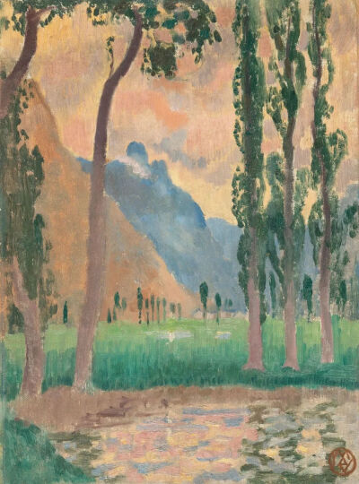 Paysage d'Ax-les-Thermes,1913,Oil on canvas,laminated on painting board,33x24cm