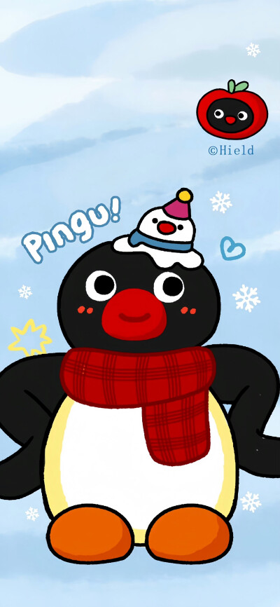 Pingu小企鹅清凉蓝色手机壁纸​​​