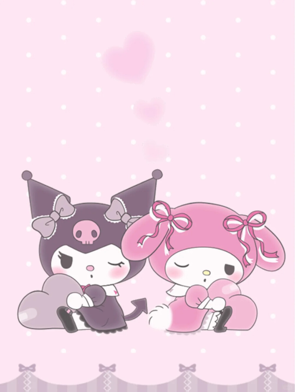 iPhone壁纸 sanrio 三丽鸥 库洛米x美乐蒂闺蜜套图 一颗酸苹果的壁纸库