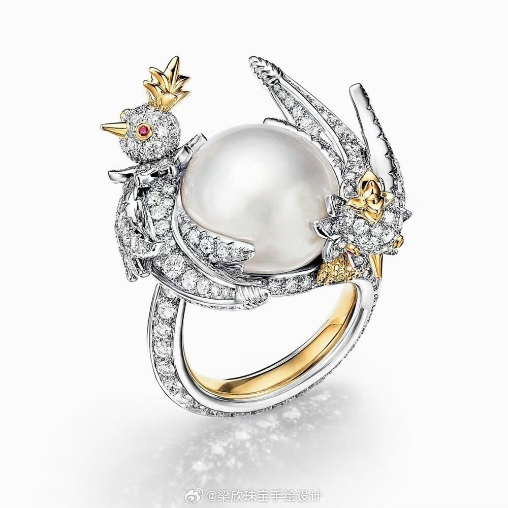 Tiffany&Co.蒂芙尼发布让·史隆伯杰高级珠宝系列(Jean Schlumberger by Tiffany) Bird on a Pearl全新作品。
该系列中，品牌经典设计“石上鸟”伫立于海湾地区的天然海水珍珠之上。作品镶嵌的珍珠均由蒂芙尼从侯赛因·阿法丹(HusseinAlFardan)先生的私人收藏中精心挑选而来，延展出一系列璀璨迷人的艺术杰作。