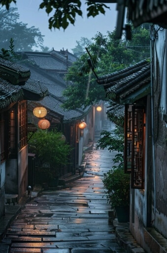 成都山林风景 江南烟雨风景