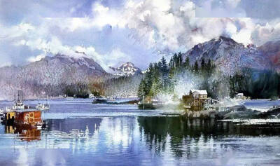 水彩手绘风景