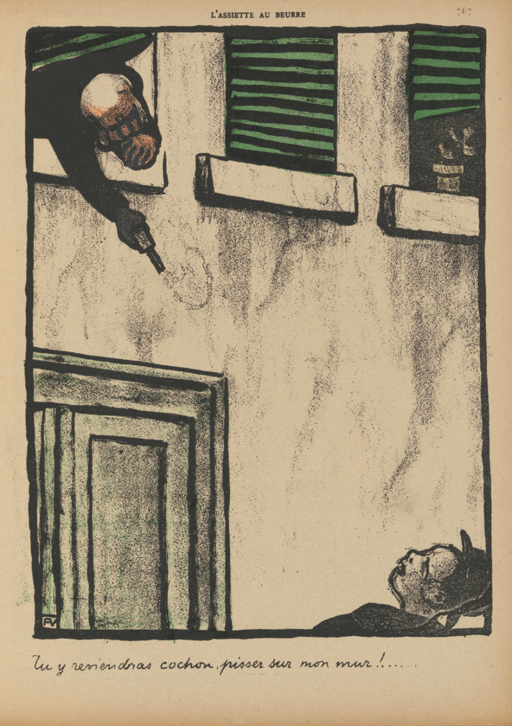 Just You Come Back, You Swine(Tu y reviendras cochon),1902,Transfer lithograph in three colours on wove paper,32x25cm