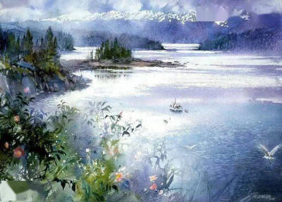 水彩手绘风景