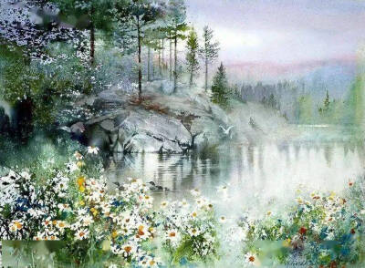 水彩手绘风景
