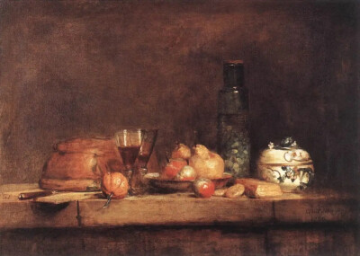 静物与一罐橄榄，夏尔丹，1760，卢浮宫