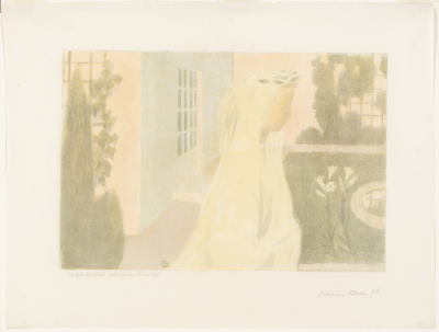 Life Becomes Precious, Discreet, plate eleven from Love,1898–1899,Lithograph in yellow, green, pale pink, and gray on light ivory wove paper,28.5×40.7cm
