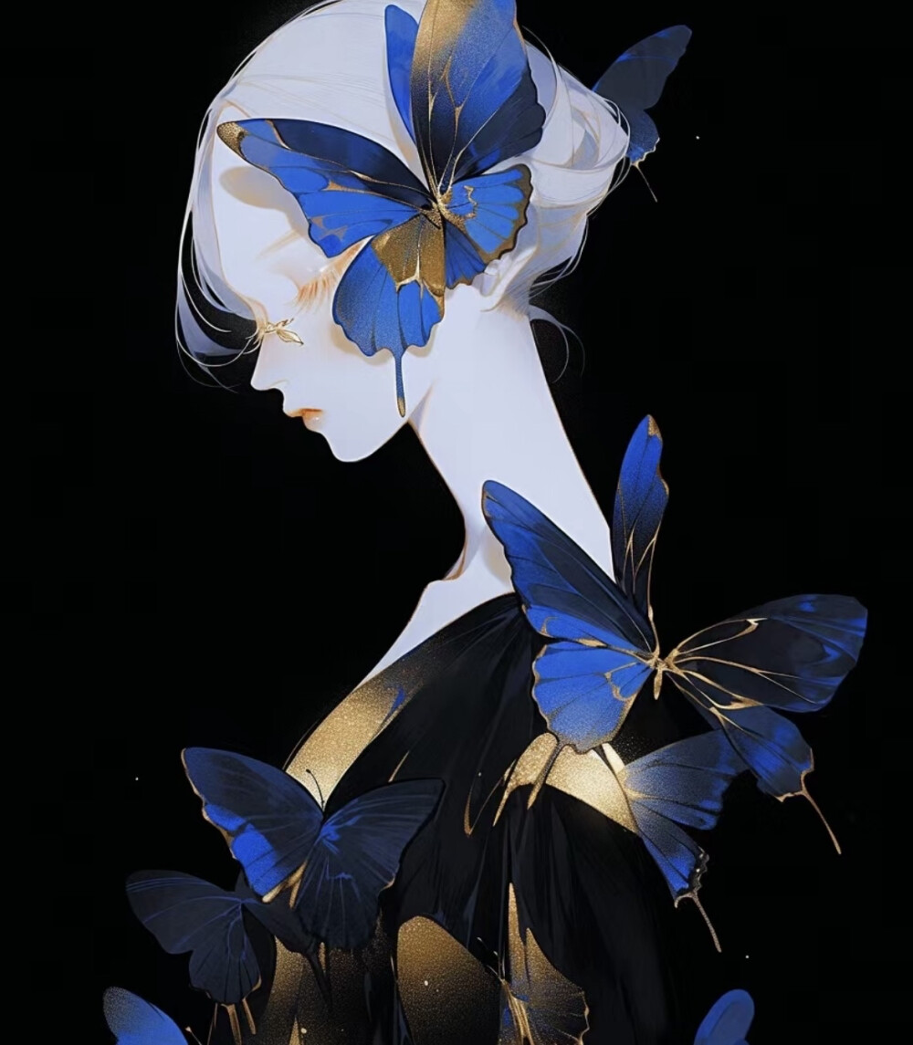 蓝色蝴蝶卡通女头