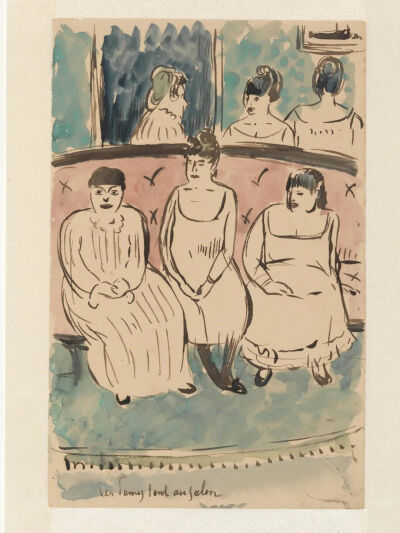 The Ladies Are in the Salon from the series Au Bordel,1888,Brush and ink and watercolour on paper,40.5x26.2cm