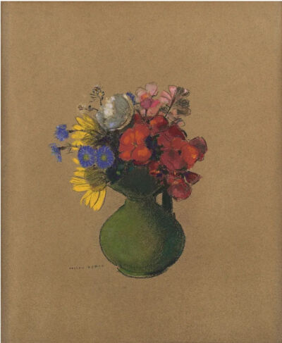 Géraniums et fleurs des champs,1905,
Pastel sur papier teinté,44x36cm
