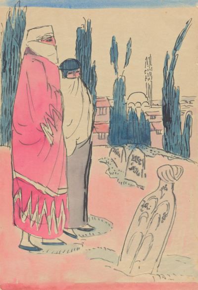 Woman in a Graveyard from the series Constantinople,1893,Pen and ink and watercolour on paper,40.9x28.3cm