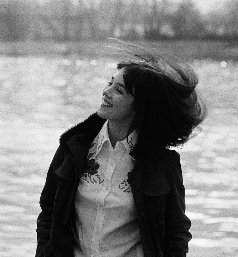 Isabelle Adjani on the banks of the Seine in Paris in December 1974, France.
