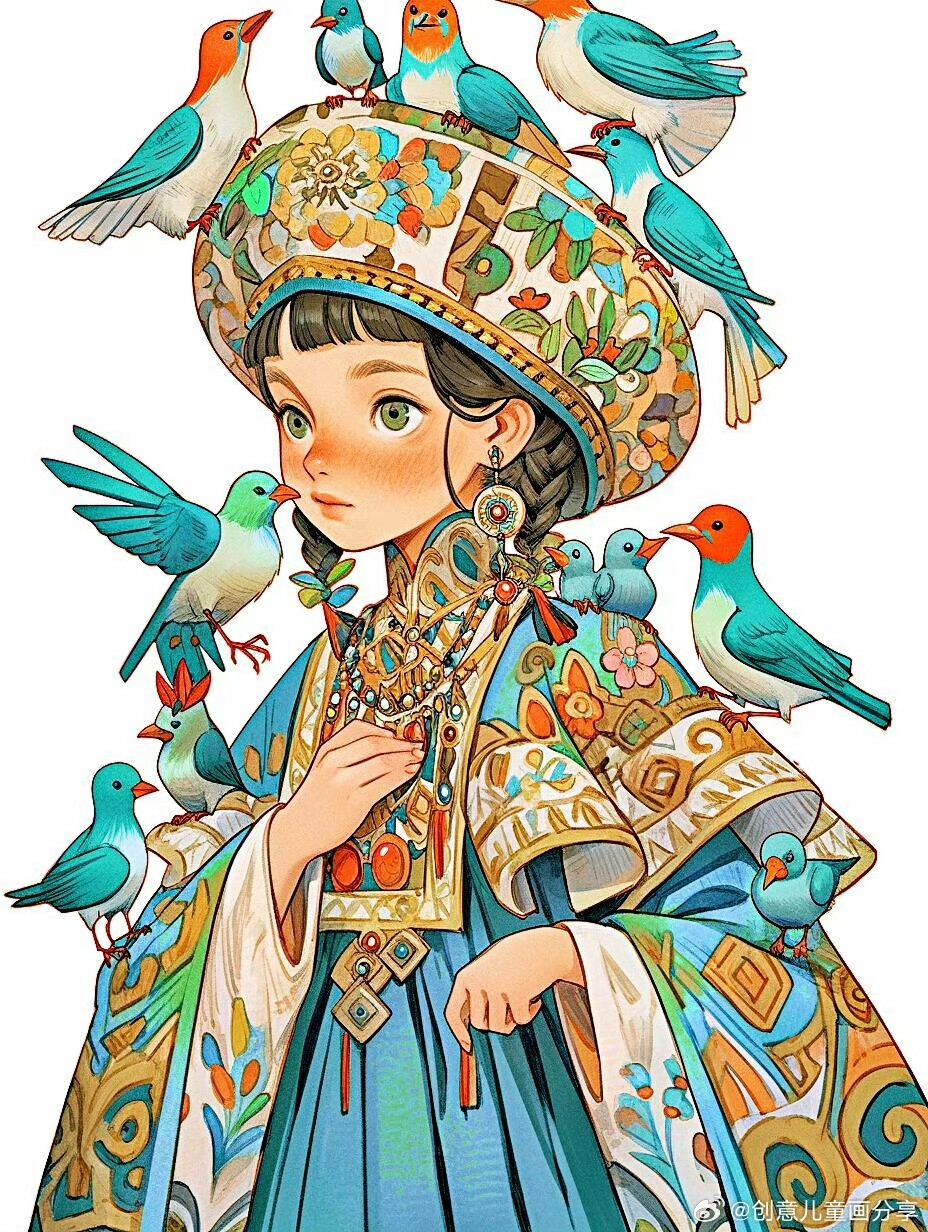 水彩—少数民族女孩