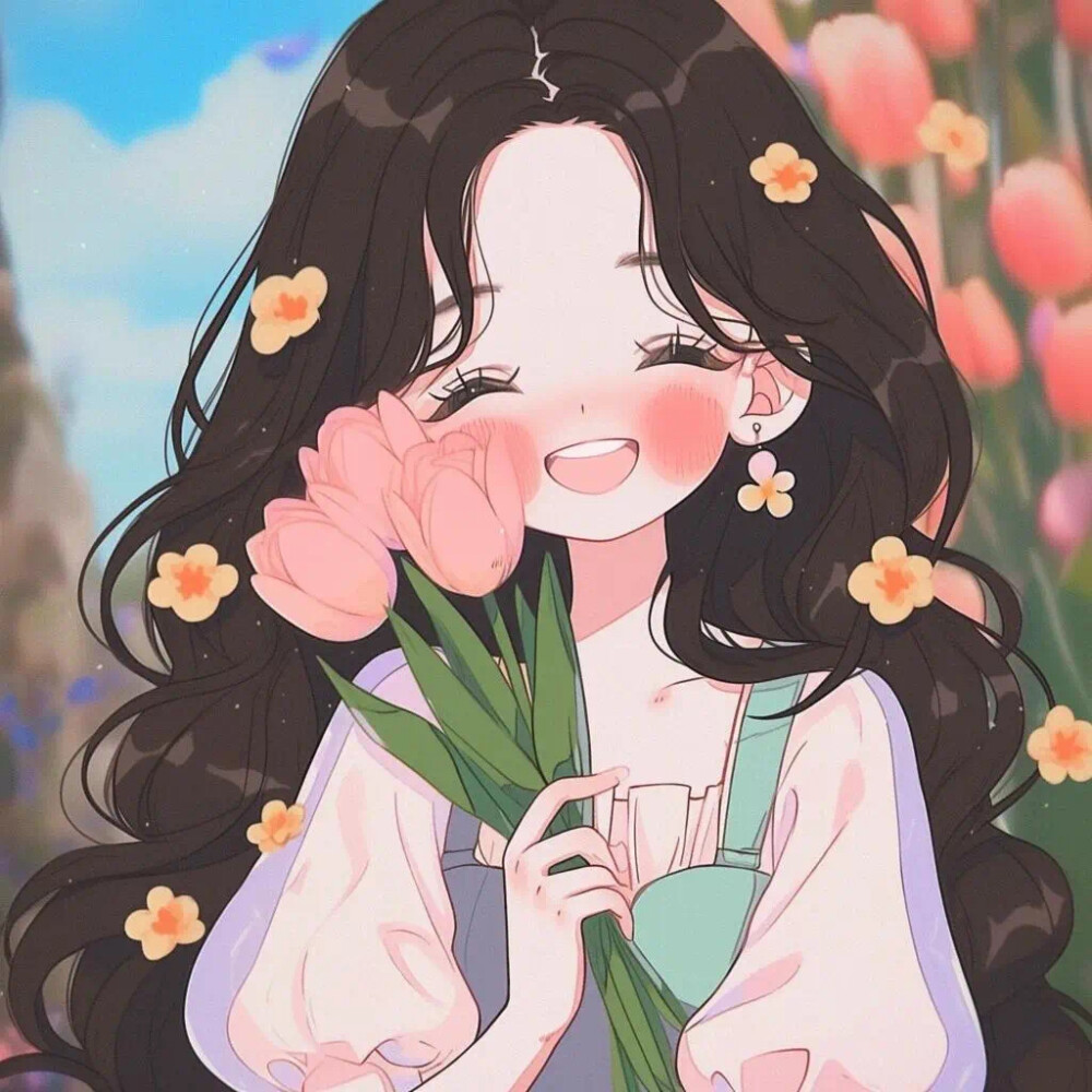 鲜花手绘女头