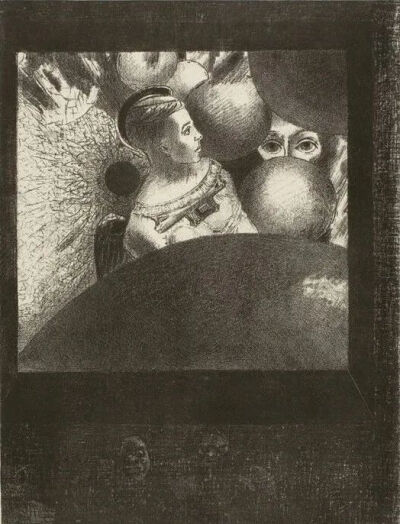 In the Spheres(The Breath Which Leads Living Creatures is also in the Spheres),plate five from To Edgar Poe,1882,Lithograph in black on ivory China paper,laid down on white wove paper,27.3×20.8cm
