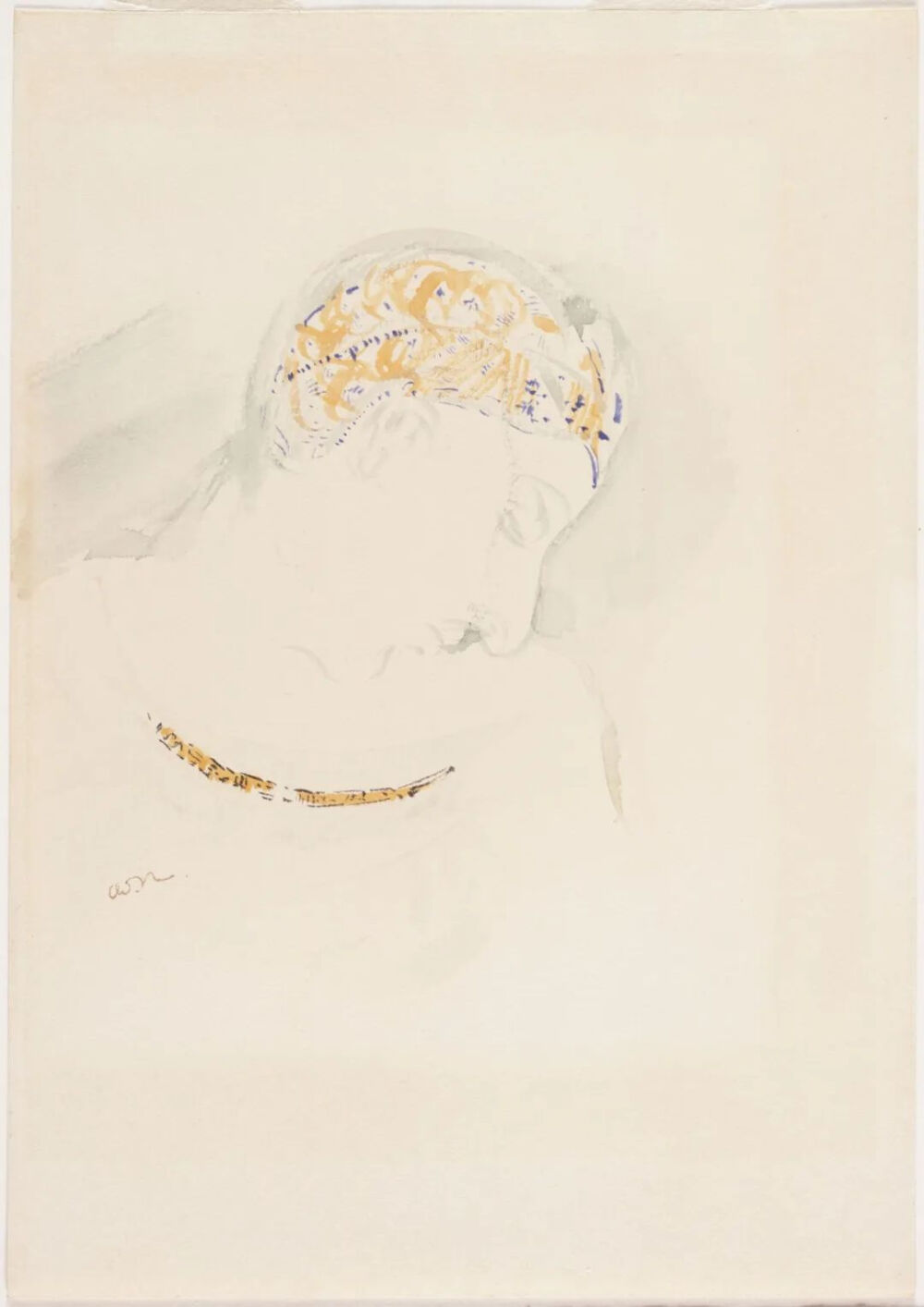 Profile of a Woman,after 1900,Watercolor on paper,27.9x17.8cm