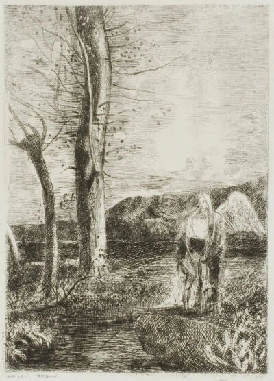 Tobias,1875–1885,Etching and drypoint on ivory wove paper,16.5×11.7cm