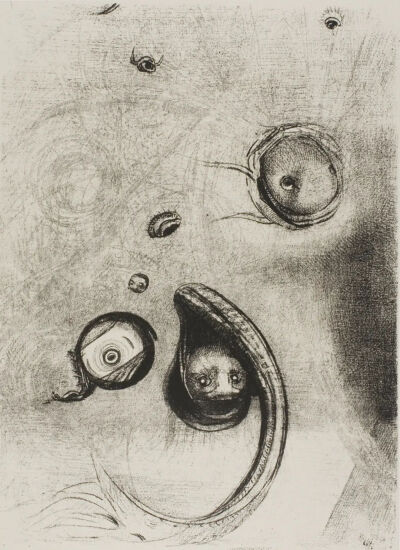 And that Eyes without Heads Were Floating Like Mollusks,1896,Lithograph in black on light gray China paper laid down on ivory wove paper,31.1×22.6cm
