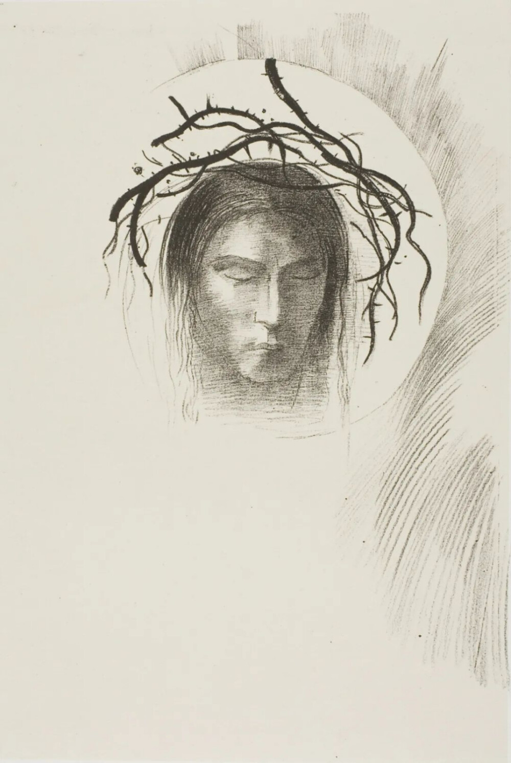 Day Appears at Last,...and in the Very Disk of the Sun Shines the Face of Jesus Christ,1896,Lithograph in black on cream China paper laid down on ivory wove paper,26.5×16.2cm