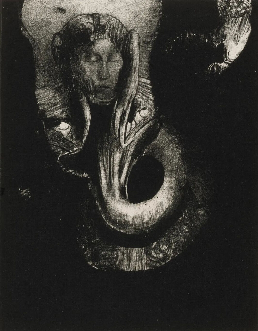 OannesI, the first consciousness in Chaos, rose from the abyss to harden matter, to determine forms,1896,Lithograph in black on ivory China paper laid down on ivory wove paper,27.8×21.7cm