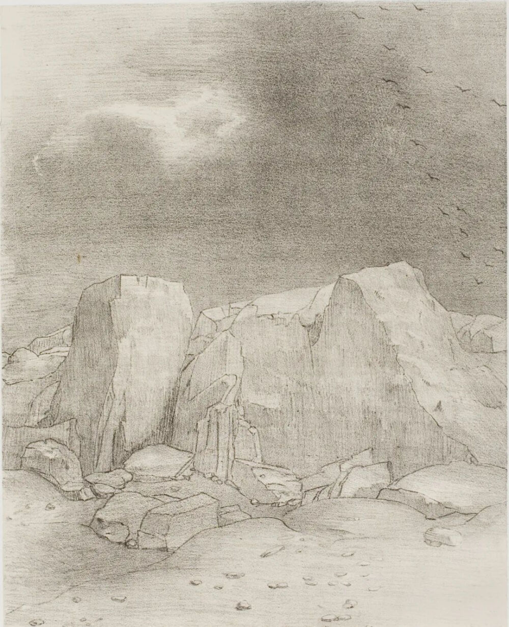 And He Discerns an Arid, Knoll-Covered Plain,1896,Lithograph in black on light gray China paper laid down on ivory wove paper,26.3×21.5cm
