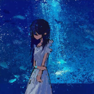 孤独感蓝色女头