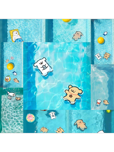 线条小狗夏日背景
