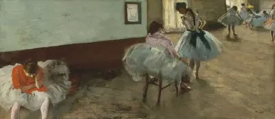 德加《The Dance Lesson》
1879年，帆布油画  
