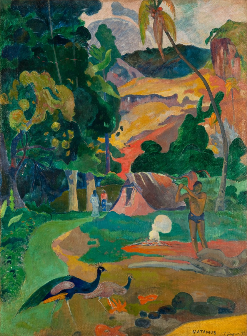 保罗·高更
《有孔雀的风景》
（MATAMOE, Landscape with Peacocks）
1892年，帆布油画
 115x8 cm
