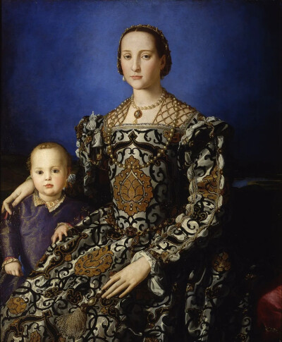 阿尼奥洛·布伦齐诺《艾莲诺拉与其子的肖像》
（Eleonora of Toledo with her son）
1545年，油彩画板
115cm x 96 cm；意大利佛罗伦萨乌菲兹美术馆
