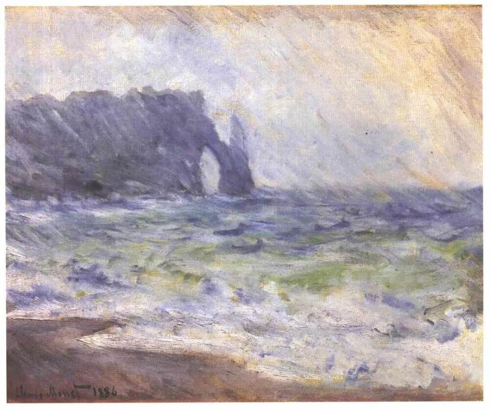 莫奈《Étretat in the Rain》
1886年，帆布油画
