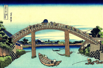 葛饰北斋
《Under the Mannen Bridge at Fukagawa》
1831年
