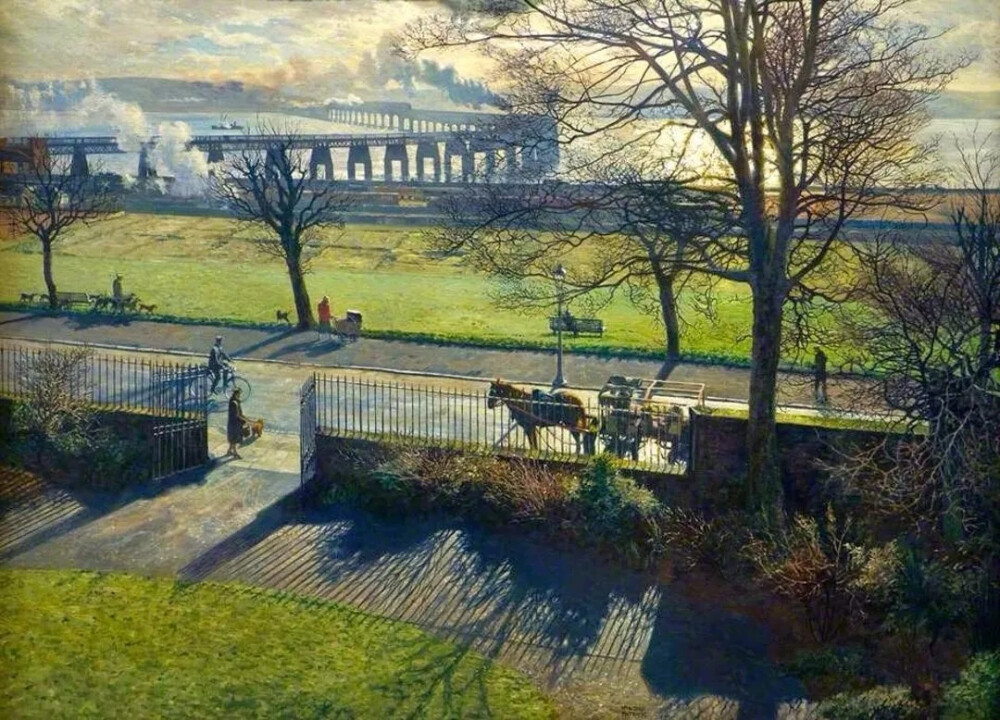 派崔克《从我工作室望去的泰河铁路桥》
（The Tay Bridge from My Studio Window）
1948年。油画，76.2cmx101.6cm
