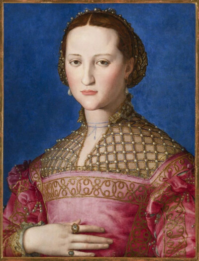 阿尼奥洛·布伦齐诺《艾莲诺拉的肖像》
（Portrait of Eleanora di Toledo）
1560年，油彩画板
85cm x 65 cm 美国华盛顿国家艺廊
