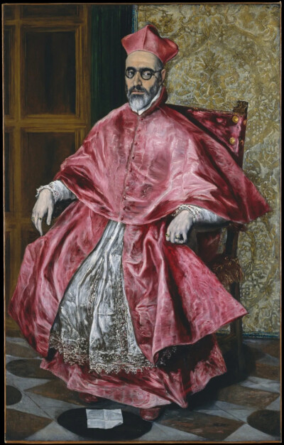 埃尔·格列柯《红衣主教肖像》
 （Portrait of a Cardinal）
1596～1600年,油彩画布
171cm x 108 cm，纽约大都会美术馆
