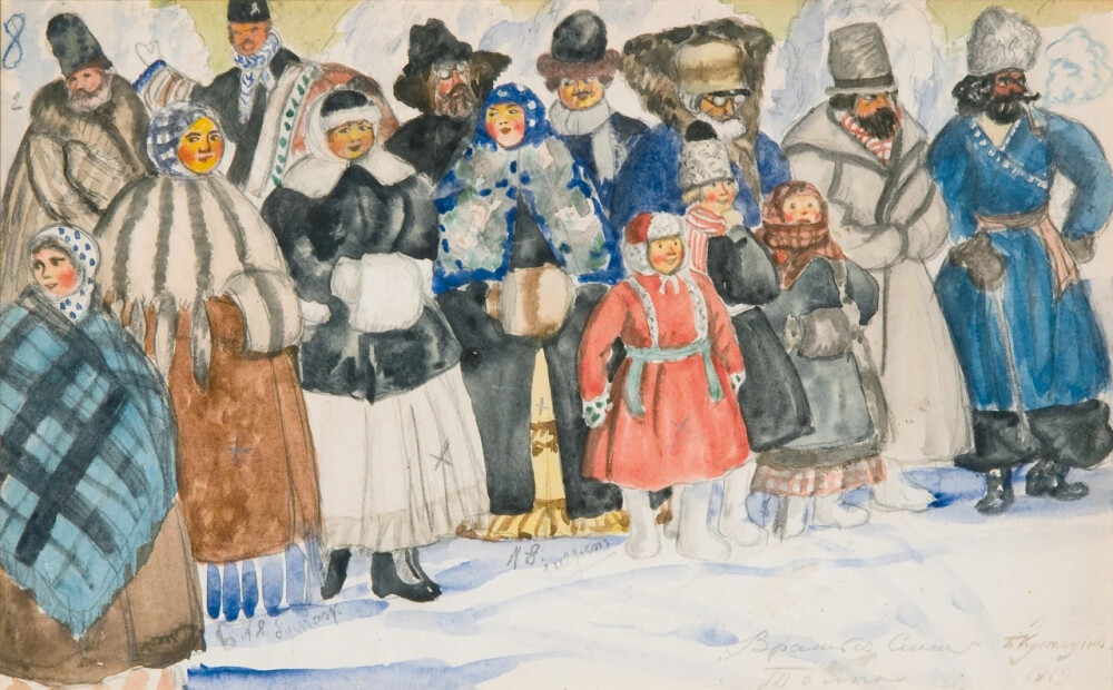 鲍里斯·库斯托季耶夫（Boris Mikhaylovich Kustodiev）是一位才华横溢的风俗画家、肖像画家、插画家和舞台布景艺术家，几乎在所有艺术领域都创作了杰作。他以人民生活为主题，传达了俄罗斯人们取之不尽的力量和美丽。