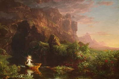 托马斯·科尔《生命之旅-童年》
( The Voyage of Life – Childhood ) 
 1842, 133 X 198 cm 
