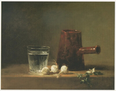 让·巴蒂斯特·西蒙·夏尔丹
（Jean-Baptiste-Siméon Chardin）
《玻璃杯水和咖啡壶》 
（Glass of Water and Coffeepot）
1761年，匹兹堡卡内基艺术博物馆
