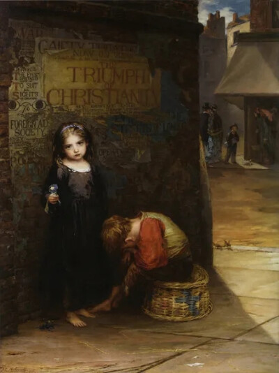 奥古斯特斯‧埃德温‧穆尔莱迪
（Augustus Edwin Mulready，1844—1904）
《无人照顾》（Uncared For），1871年作
布面油画，100×76 cm，私人收藏
