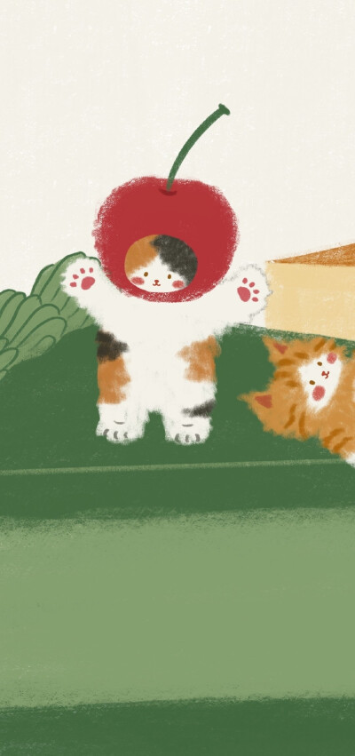 毛茸茸小猫咪插画壁纸​​​