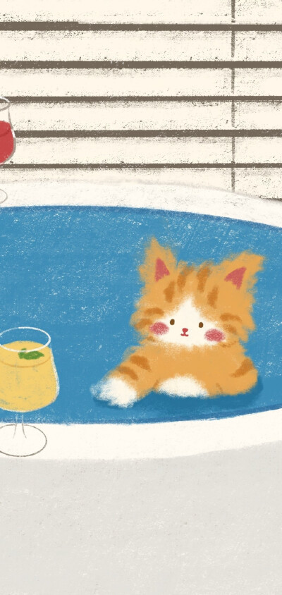 毛茸茸小猫咪插画壁纸​​​