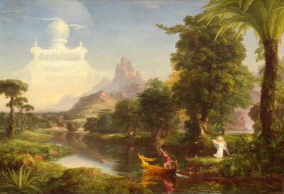 托马斯·科尔《生命之旅-青年》（The Voyage of Life –Youth） 1842，133 X 198 cm