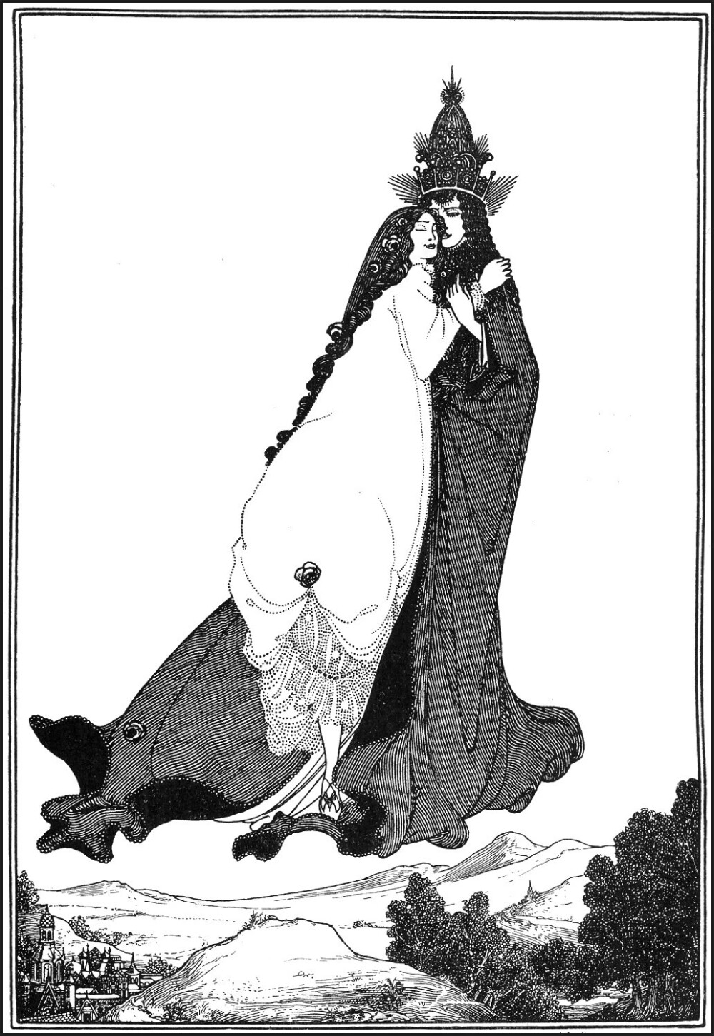 奥伯利·比亚兹莱（Aubrey Beardsley）是十九世纪末英国插画艺术家之一，受到过日本艺术的影响，也是唯美主义运动的先驱。他的画风受拉斐尔前派、印象派、古典主义、巴洛克、日本浮世绘等风格的影响，但又独具一格，具有强烈的个人风格，尤其是对线条的出色运用和黑白画的创造性成就。
