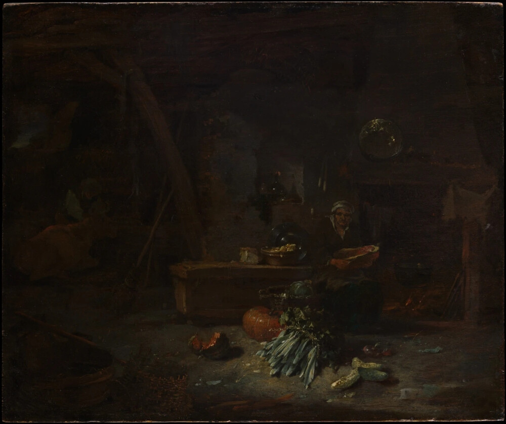 威廉·卡尔夫（Willem Kalf，1619-1693年）是荷兰黄金时代画家、静物画家，他还是一名艺术品经销商和鉴定人，作品是巴洛克风格奢侈静物为主。他的静物作品在荷兰语中被称为“Pronkstilleven”，意思是“炫耀的静物”，指的是奢侈的人造物品的展示。他主要画小型乡村室内画和静物画。