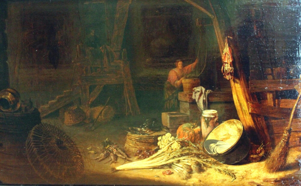 威廉·卡尔夫（Willem Kalf，1619-1693年）是荷兰黄金时代画家、静物画家，他还是一名艺术品经销商和鉴定人，作品是巴洛克风格奢侈静物为主。他的静物作品在荷兰语中被称为“Pronkstilleven”，意思是“炫耀的静物”，指的是奢侈的人造物品的展示。他主要画小型乡村室内画和静物画。