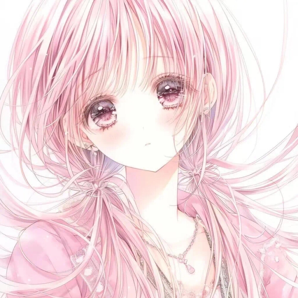 古早插画粉发女孩头像