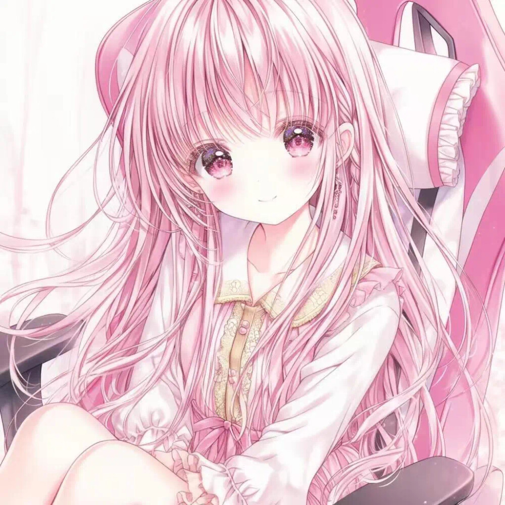 古早插画粉发女孩头像